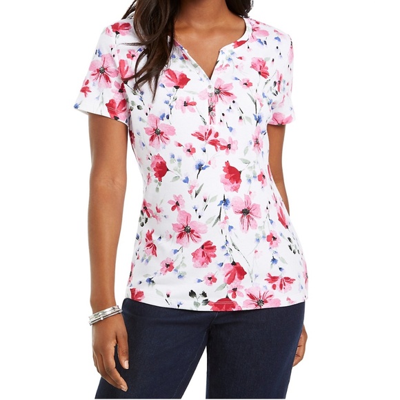 NWT 🌺 Karen Scott floral top | Petite Large